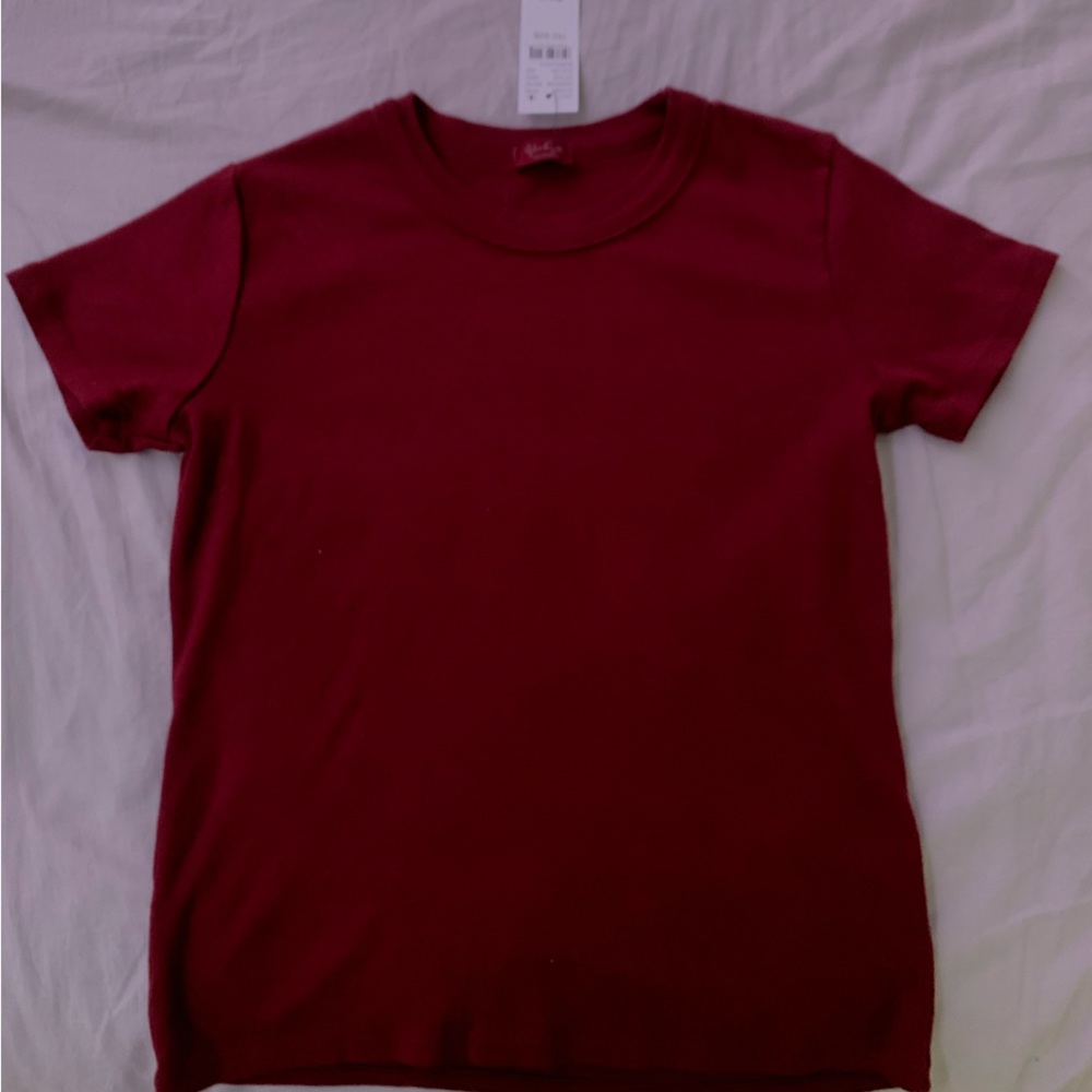 John galt burgundy baby tee